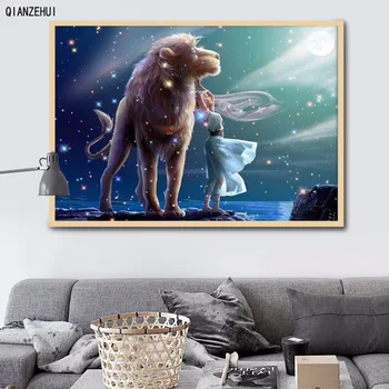 

DIY Rhinestone plastic crafts painting diamond Leo girl crystal square diamond painting cross stitch full diamond embroidery