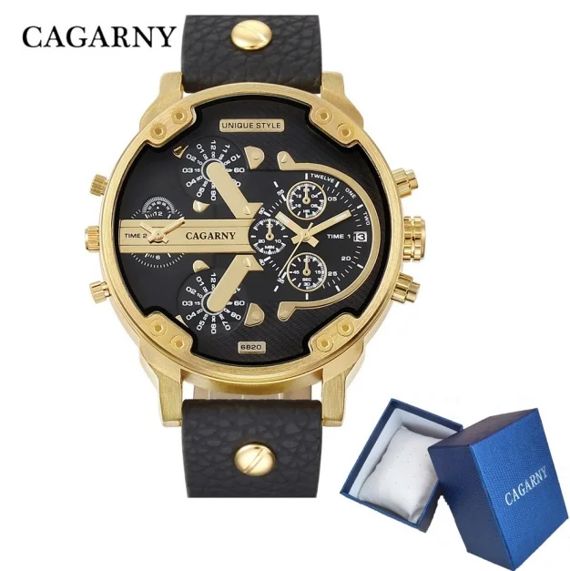 Relojes часы мужские Cagarny люксовый бренд мужские s Мужские кварцевые часы 2 времени военные Relogio Masculino черные кожаные XFCS - Цвет: style 20