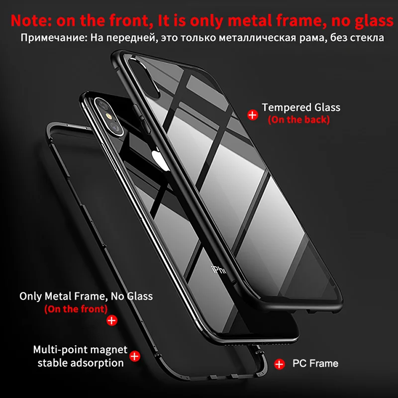 Роскошные прозрачные металлические магнитные адсорбционные чехлы для телефонов iPhone XS MAX XR X 10 6s 7 8 Plus 8 Plus 7Plus Магнитный чехол из закаленного стекла
