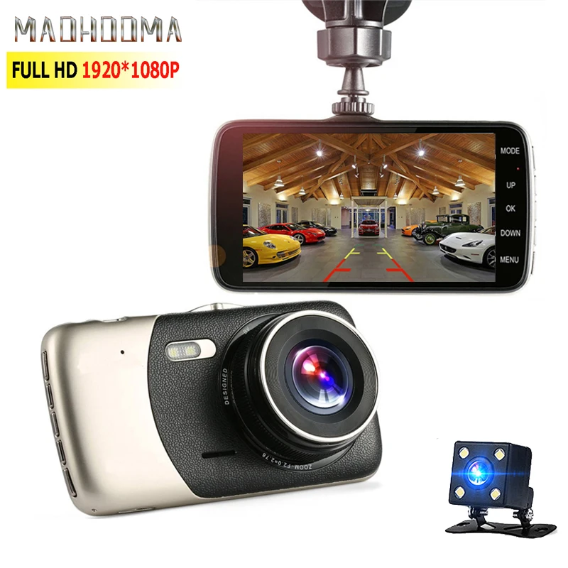 

Car Dvr 4 Inch Auto Camera Dual Lens FHD 1080P Dash Cam Video Recorder With Rear View Camera Registrator Night Vision DVRs