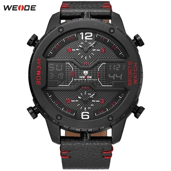 

2018 WEIDE Luxury Brand Dress Watches Man Classic Genuine Leather Strap Week Digital Quartz Wristwatch Popular Relogio Masculino