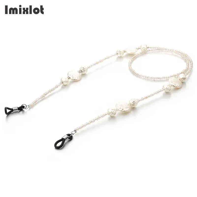 

Vintage Shell Beaded Eyeglass Chains White Acrylic Beads Chains Anti-slip Eyewear Cord Holder Neck Strap Reading Glasses Rope