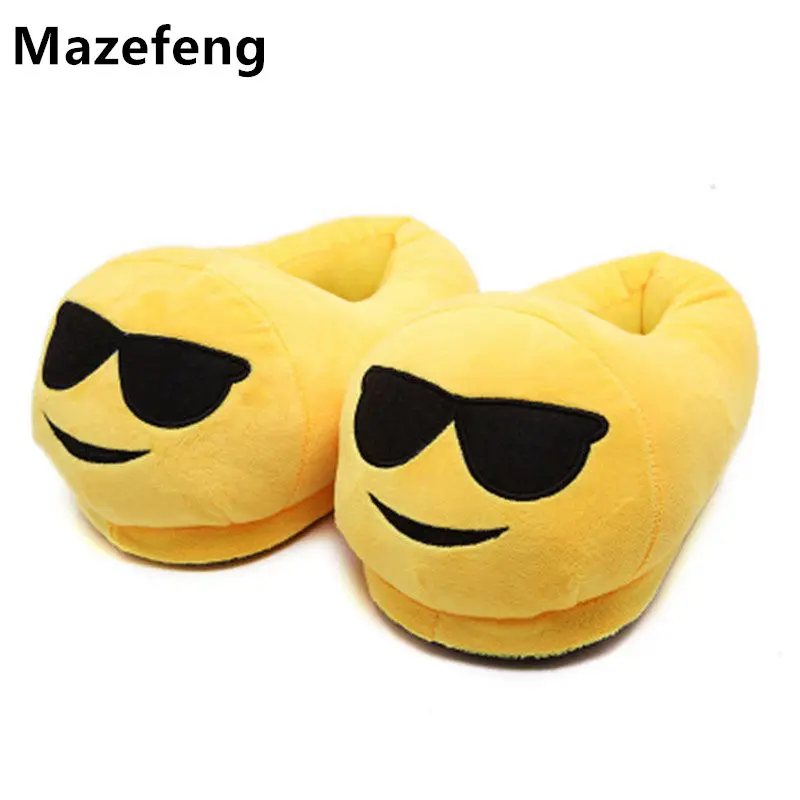 New 2017 Men&Women Emoji Slippers Winter Warm Cotton Plush Slipper Emoji Shoes Indoor Shoes Soft Cartoon Slipper Unisex 015-7