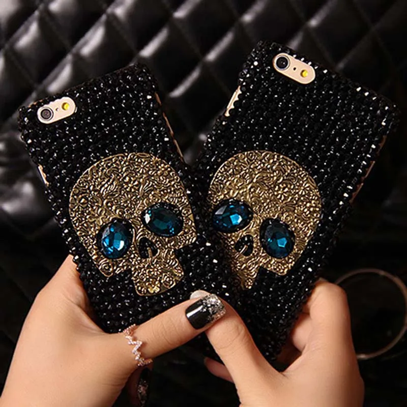 Металл сапфир череп скелет алмаз коке капа case для huawei p10 плюс lite 2017 макс p7 p8 p9 mate 8 9 7