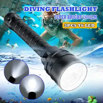 

Professional Scuba Diving Flashlight 18650 Powerful Dive Light LED Lamp Underwater Searchlight Torch Camping Hiking Cycling