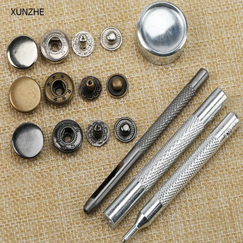 

XUNZHE Clothing Accessories 11pcs Snap Rivet Fastener Buttons Installation Tool Kit for Leather Craft Hand Punch Tool Set DIY