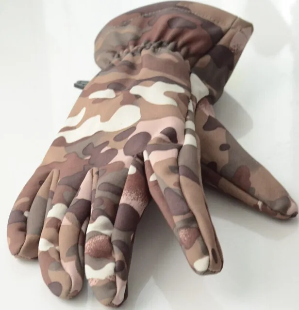 Men Softshell Tactical Gloves Full Finger Thermal Fleece Camouflage