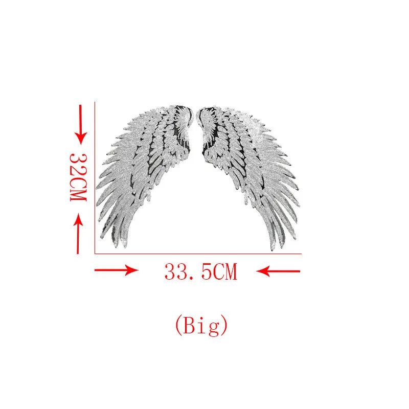 Модные большие Гладильные наклейки с крыльями ангела, вышитые нашивки для одежды, Реверсивные блестки, сделай сам, для куртки, в полоску, для шитья, E - Цвет: sliver big
