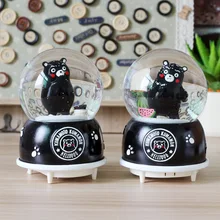 Cartoon Kumamoto Bear Crystal Ball Music Box Rotary Snow Music Box Children Creative Gift