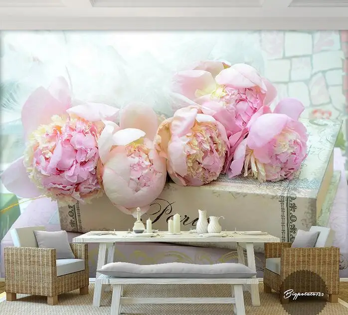3d room wallpaper custom mural non-woven wall sticker 3 d Books on blooming pink flowers painting photo murals | Обустройство дома