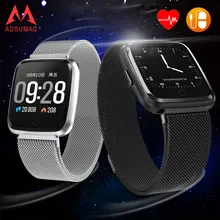 Смарт-браслет Y7 сердечного ритма умный Браслет приборы для измерения артериального давления фитнес трекер NRF52832 qfaa большой экран цветной дисплей часы для занятий спортом