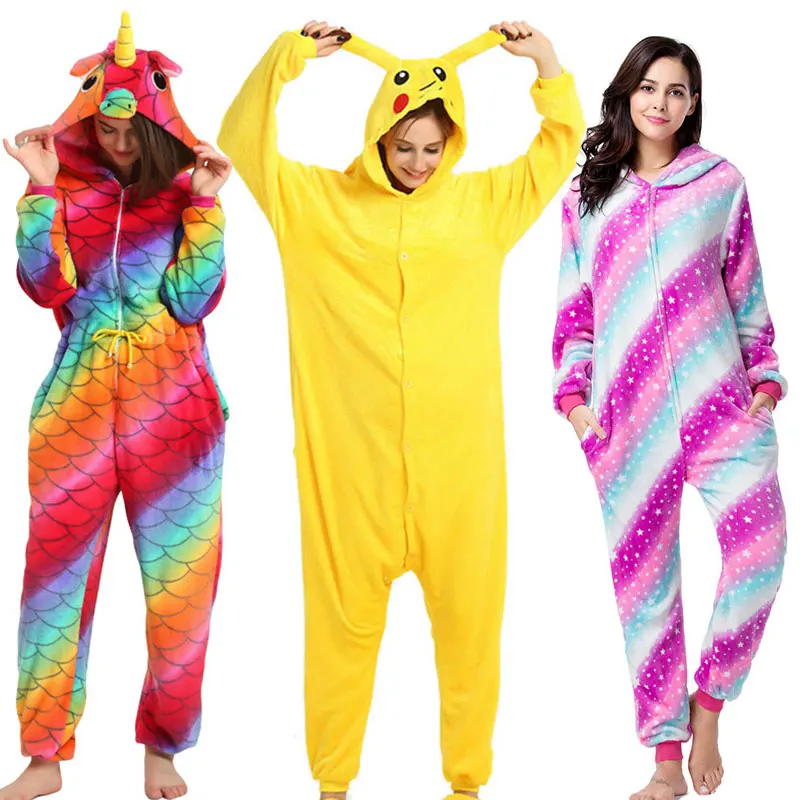 

Flannel Kigurumi Onesies for Women Pajamas Animal Stich Pyjamas Adult Onesies Hooded Pikachu Flannel Sleepwear Pijama Unicornio