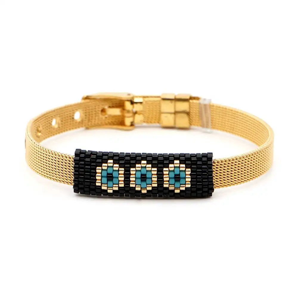 

Go2boho Bracelet For Woman Steel Mesh Men Bangle MIYUKI Evil Eye Bracelet Insta Jewelry 2019 Pulseras Gold Stainless Steel Gift