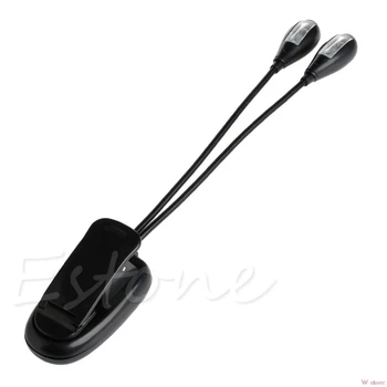 

2018 Flexible 2Dual Arms Clip On 4LED Light for Book Reading Camping Hiking Lamp Bulb W-store Oct12_B