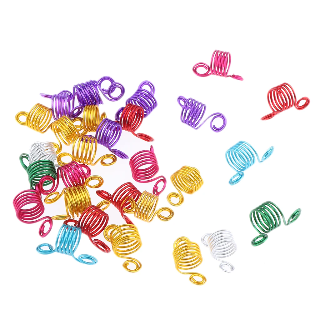 30-Assorted Spiral Hair Spring Beads Ring Coil Dreadlock Hair Accessories for Braid Beards Hair Pendants & Bracelets DIY