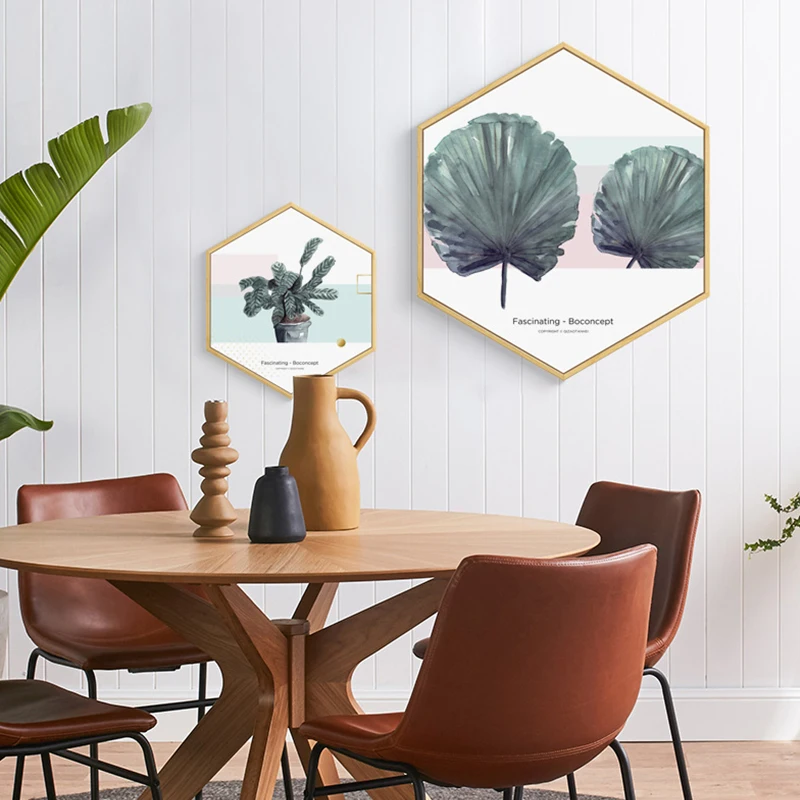 Скандинавские шестиугольные Зеленые растения, Картина на холсте, HD кактус, ананас, настенные картины для гостиной, модный домашний декор, плакат, настенное искусство