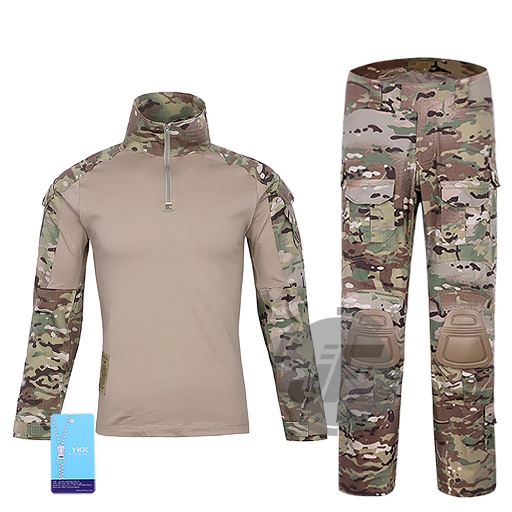 

Tactical Emerson Women BDU G3 Combat Uniform Shirt&Pants Emersongear Assault Tops&Trousers + Knee Pads MultiCam