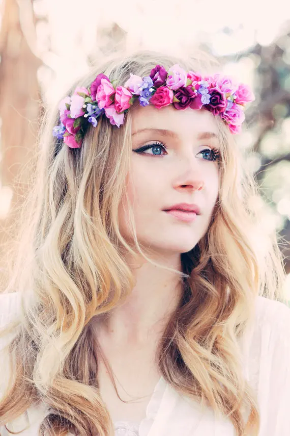 Rose flower headband wedding flower bridal hair accessory roses hair