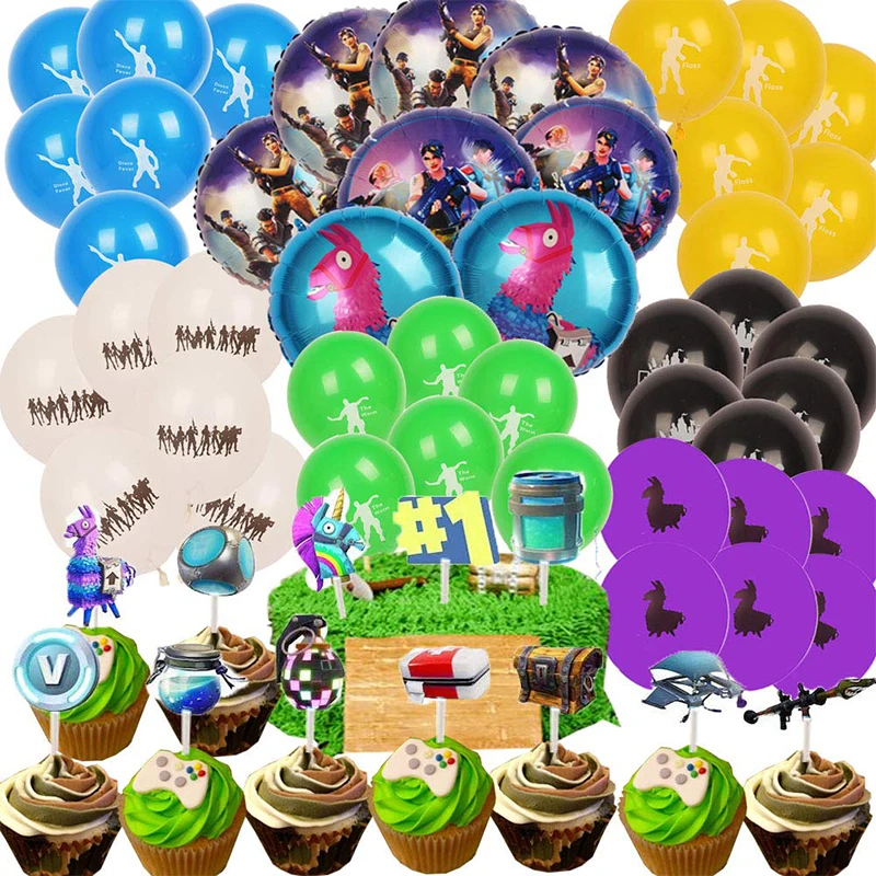 

52pcs Video Game Party Supplies for Gaming Party Balloons Decorations 18/12 Inch Balloons Cupcake Topper Birthday Party For Kids