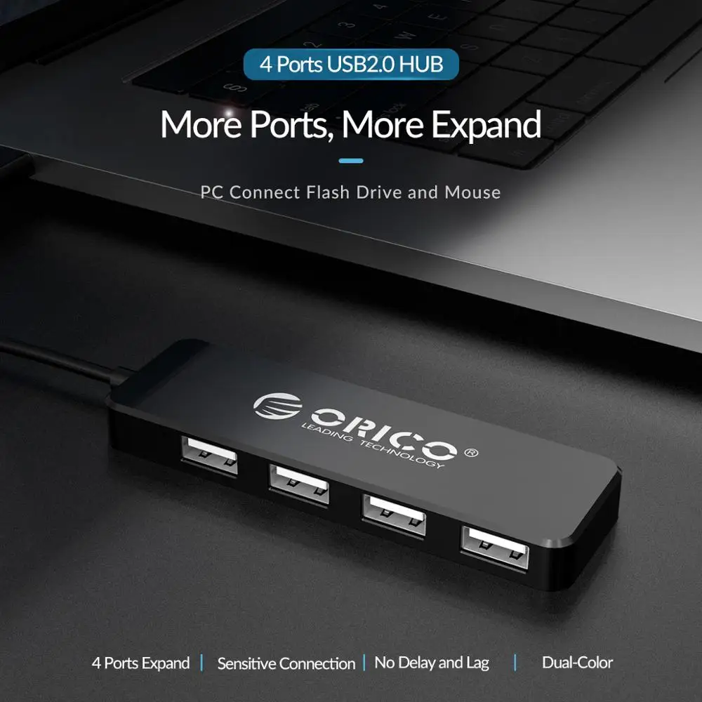 ORICO мини-usb-концентратор, адаптер мульти 4 порта высокоскоростной USB2.0 сплиттер с функцией OTG Для iMac компьютера ноутбука планшета Аксессуары