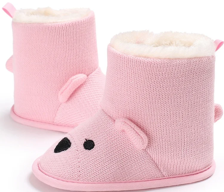 Зимняя детская обувь тапочки с персонажами из мультфильмов тотема для маленьких девочек и мальчиков плюс бархатные высокие сапоги для снежной погоды; детская обувь зимняя детская обувь - Цвет: Розовый