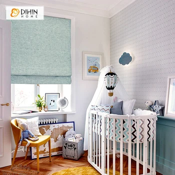 

DIHIN HOME Modern Light Blue Full Blackout Roman Shade Roman Blind Home Decor Window Drapes For Living Room