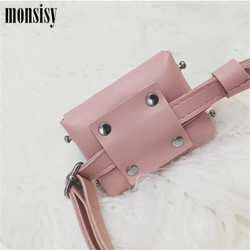 Monsisy Children Waist Fanny Bag Packs PU Leather Colorful Solid Fashion Kid Baby Girl Boy Fanny Money Waist Bags Belt Pack