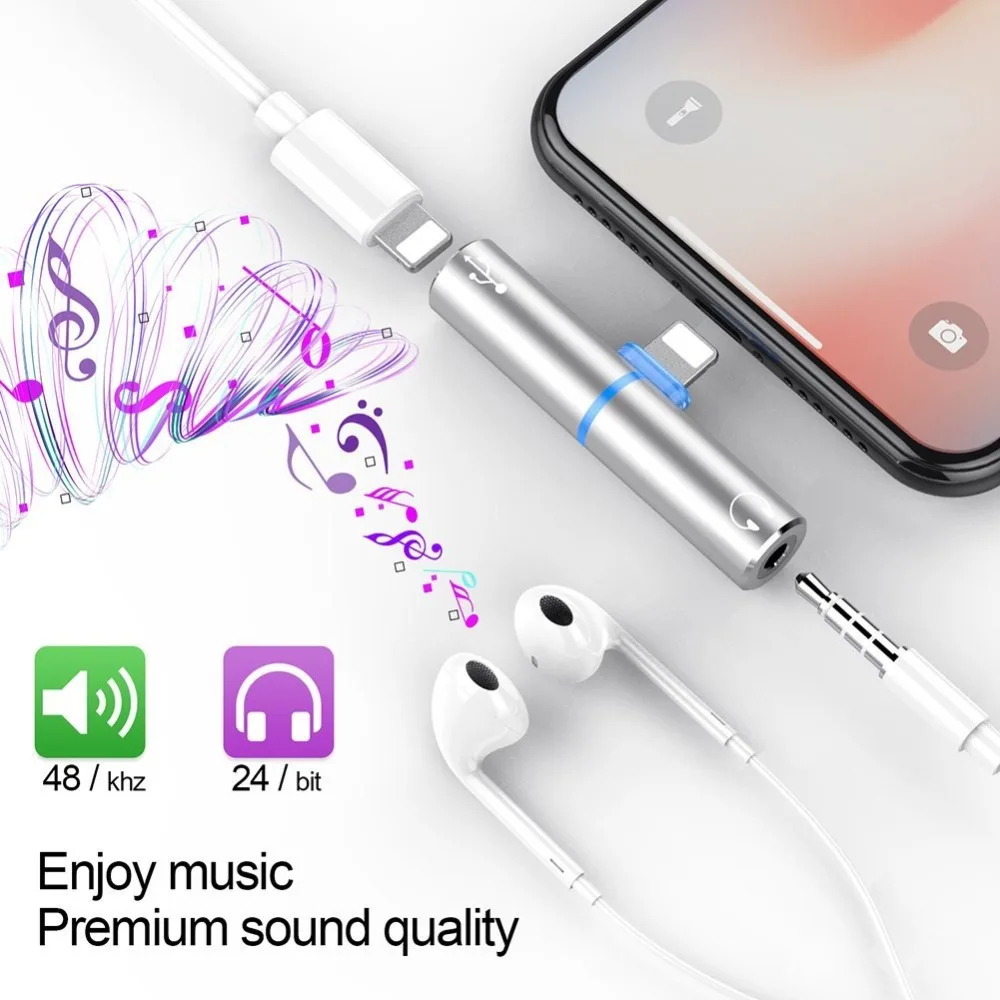 For Lightning 3 5mm Headphone Jack For iPhone X 10 8 7 Plus Adaptador Audio Cable Charger Splitter Adapter For Osmo Motorcycle