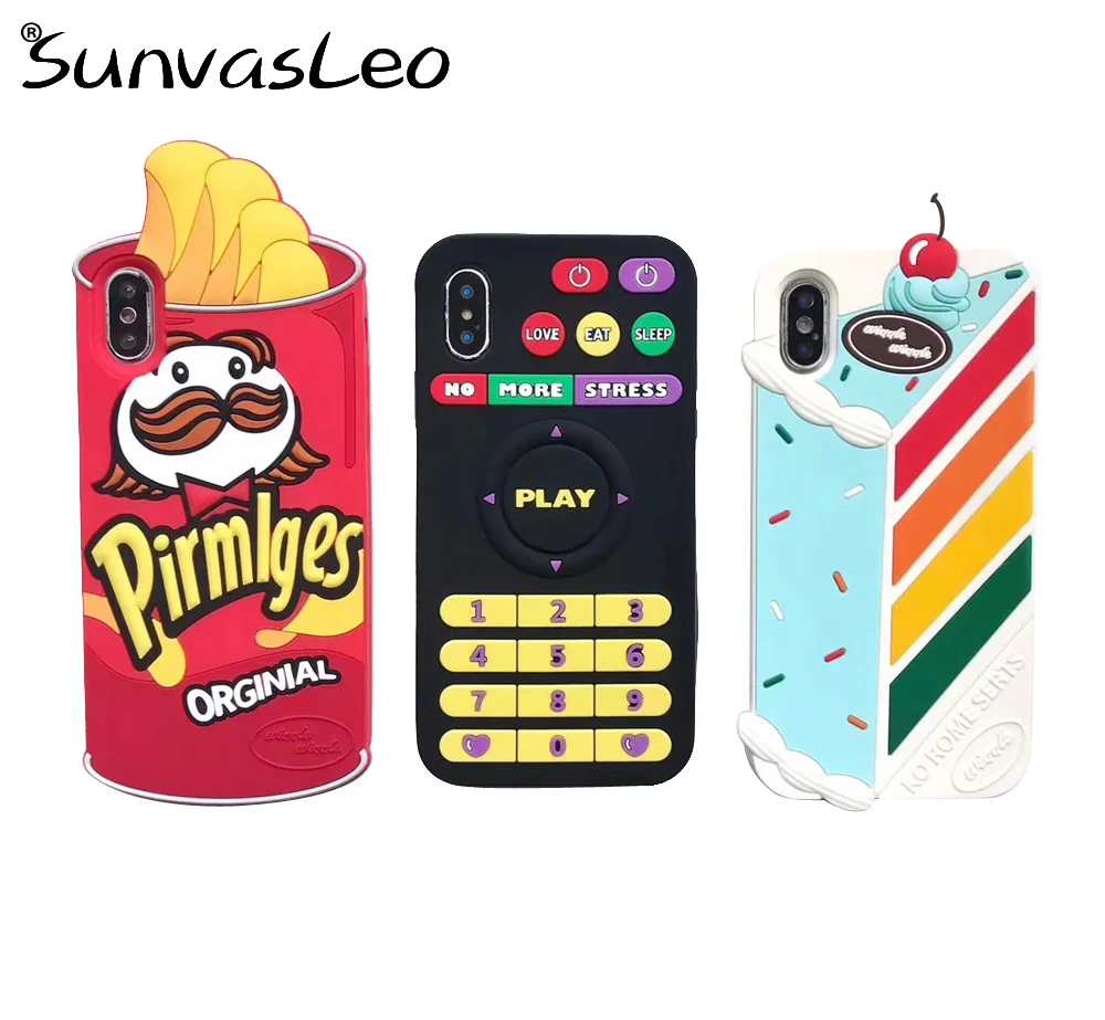 

For iPhone X XS XR XS Max 6 6s 7 8 Plus 3D Ice Cream Remote-Control Cartoon Soft Silicone Case Anti-drop Phone Back Cover