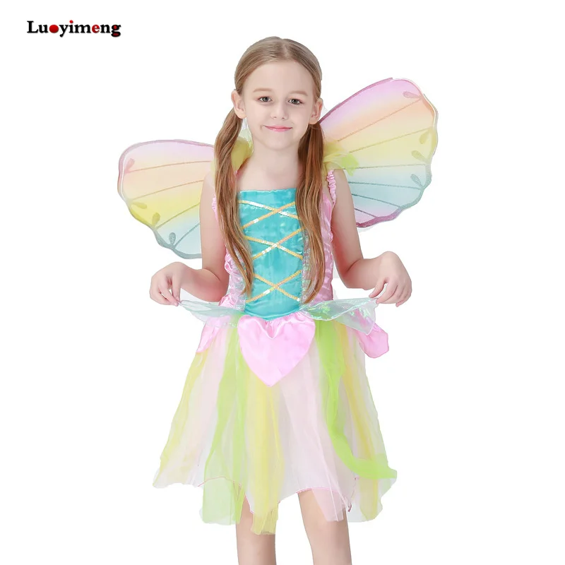 

Kids Dresses For Girls Clothing Unicorn Tutu Dress Cosplay Fairy Wings Costume Cute Girl Rainbow Party Princess Dress Vestido