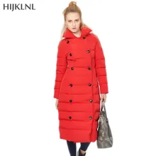 HIJKLNL пуховик женский зимний модный двубортный длинный тонкий пуховик Женская пуховая куртка Верхняя одежда LH1267