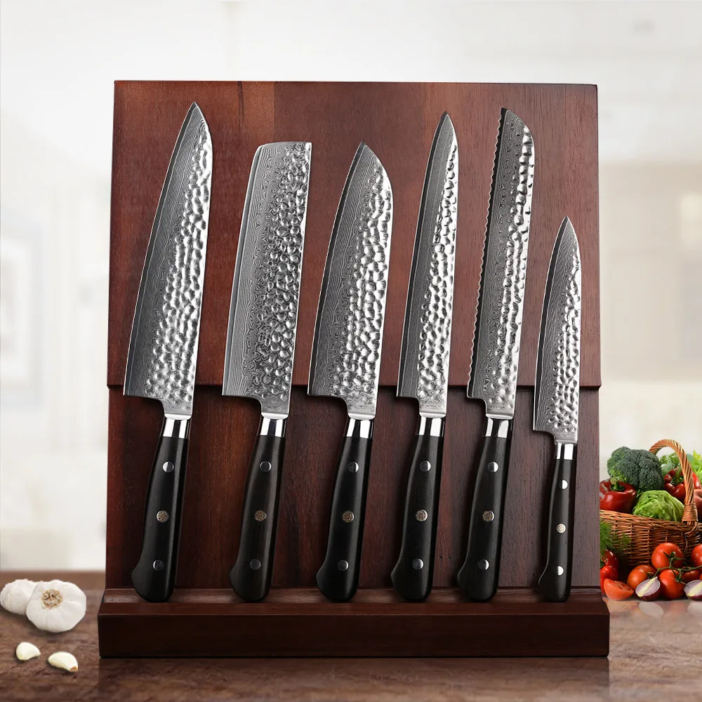 

TURWHO 6PCS Best Kitchen Chef Knife Sets Japanese 67 layers Damascus Steel Chef Santoku Utility Knife Cooking Set Ebony Handle