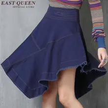 Винтажные женские юбки, Новое поступление, Модная Джинсовая юбка с высокой талией, асимметричный дизайн, темно-синие юбки KK1553 HQ