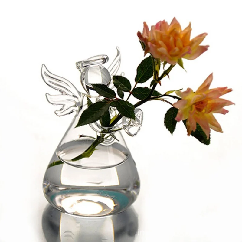 

New Clear Angel Wishing Glass Hanging Vase Bottle Terrarium Hydroponic Vase for Wedding Home Decoration Accessories