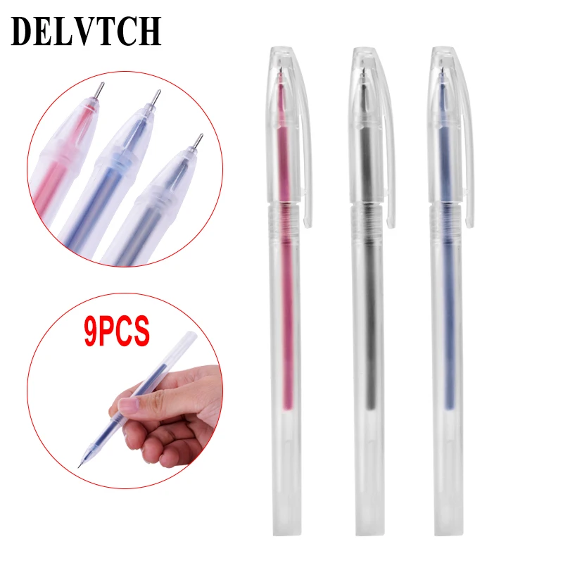 

DELVTCH 0.5mm 9pcs/set Transparent Rod Gel Pen For Office School Stationery Simple Pencil For Student Writing Tools