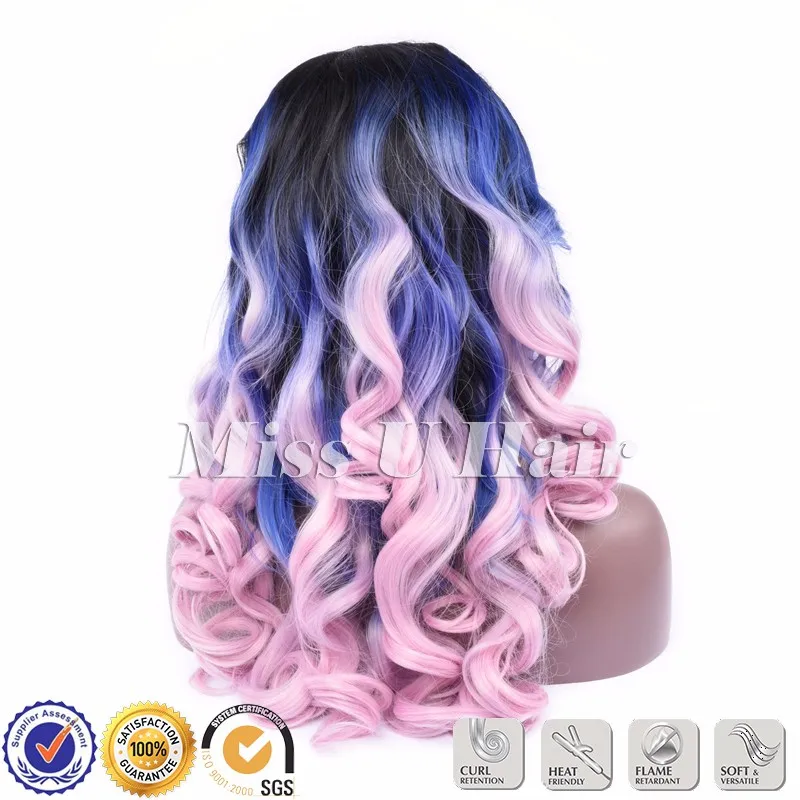 ブラック ブルー ピンク髪染料セクシー な髪色ナチュラル波状カット トヨカロン毛レース フロント合成かつら Synthetic Wigs Lace Front Synthetic Wigswavy Haircuts Aliexpress
