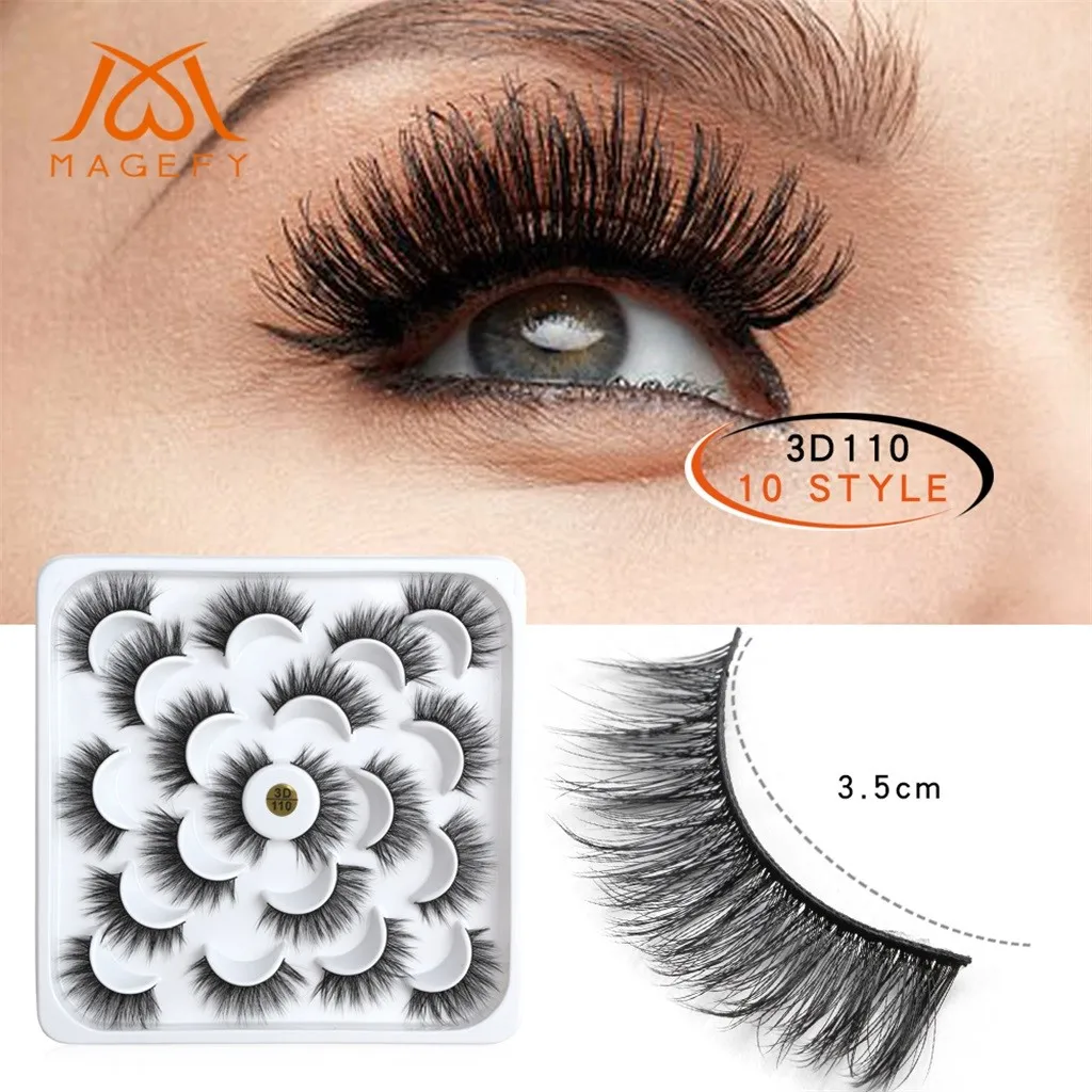

10 Pairs Makeup False Eyelashes 3D Mink Fur With Soft Long Curly And Warped Many Layer Eyelashes L58