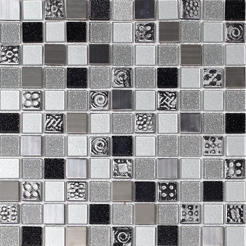 Nuevo diseño de plata cristal del azulejo polvo gris mosaicos arte de