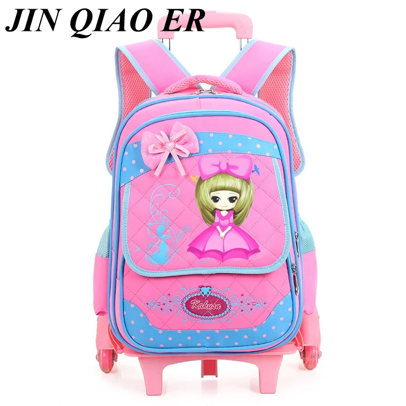 

Fashion 2/6 Wheeles Lovely Waterproof Backpack Boys girls Removable Trolley Backpack Children school Bookbag Travel Luggage Bag