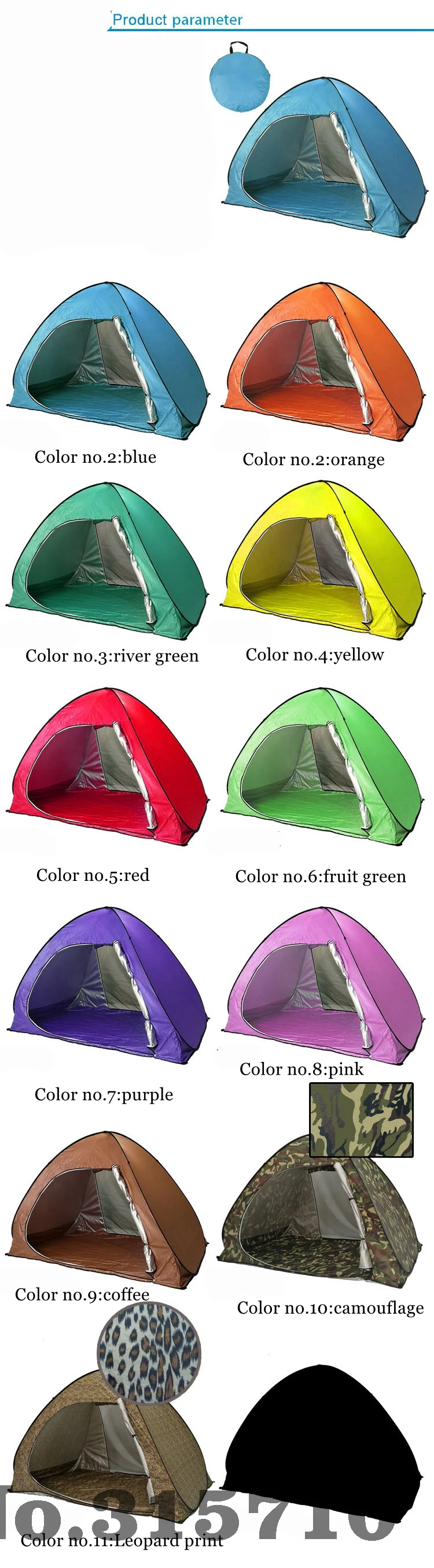 Sombra para Abrir Barraca de Praia Barraca de Acampamento Uv50 plus Proteção ao ar Portátil Pop up Automático Rápido Set up Praia Tendas Livre 200x130x130 cm 10 Esporte e Lazer