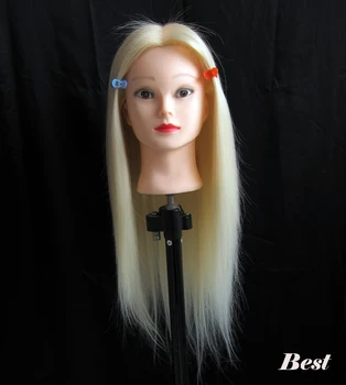 

Free Shipping!! Best Quality Hairdressers Head Hair Fiber Practice Cutting Hairdressing Training Mannequin Head with hair