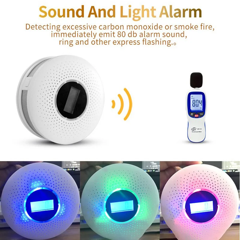 

2 in 1 Smoke Fire CO Gas Detector CO Detector Gas Leak Detector with Sound and Light Alarm Gas Analyzer CO Monitor Sensor