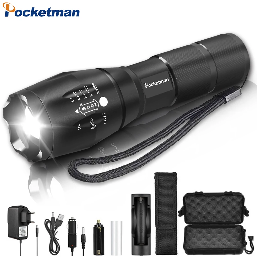 

12000 LM Led flashlight Ultra Bright linterna led torch T6/L2/V6 5 Switch Modes Zoomable Bicycle Light use 18650 battery