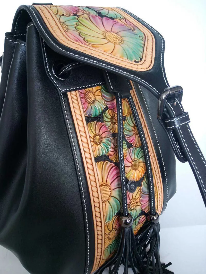 Nuleez натуральная коровья кожа рюкзак Китайский классический Tangcao резьба высокое качество и роскошная сумка уникальный для