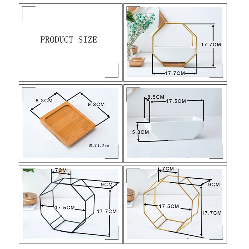 Скандинавском стиле Золотая железная стойка белая керамическая Геометрическая настенная подвесная ваза для цветов с бамбуковым поддоном домашнее украшение для растений бонсай