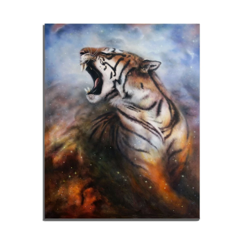 

Laeacco Modern Wall Artwork Tiger Animal Posters and Prints Canvas Painting For House Home Living Room Decoration No Frame