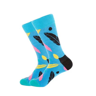 Новинка, повседневные мужские носки из чесаного хлопка, уличные забавные носки в стиле Харадзюку, хип-хоп, яркие Длинные Носки с рисунком авокадо для мужчин - Цвет: Blue leaves