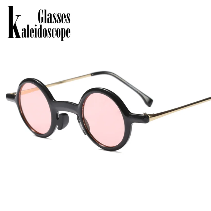 

Kaleidoscope Glasses Women Men Small Round Sunglasses Retro Leopard Black Half Metal Vintage Round Sun Glasses UV400 for Female