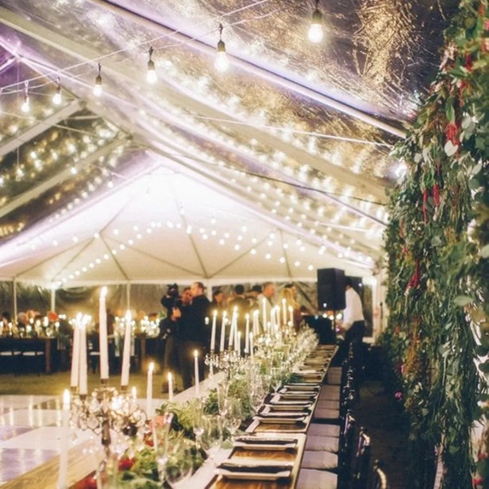 LED String Lights Decorative Lights String Lights IP65 Waterproof Garland Light with S14 LED Edison Bulbs Outdoor Heavy Duty String Light for Wedding Party Holiday Garden