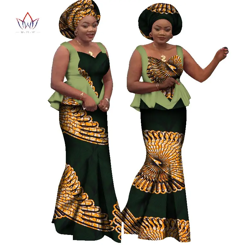 Bazin Riche африканская юбка с принтом и топ Дашики хлопок без рукавов комплект из двух частей африканская одежда для женщин WY1161 - Цвет: 5